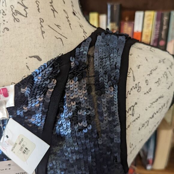 𝅺parker open crossover back deep blue sequined top nwt sz xs - Picture 5 of 8